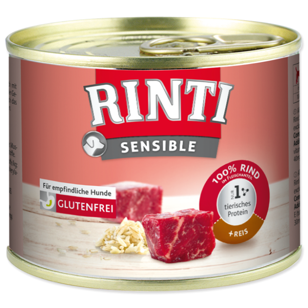 Konzerva RINTI Sensible hovezí + rýže 185g